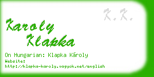 karoly klapka business card