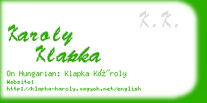 karoly klapka business card